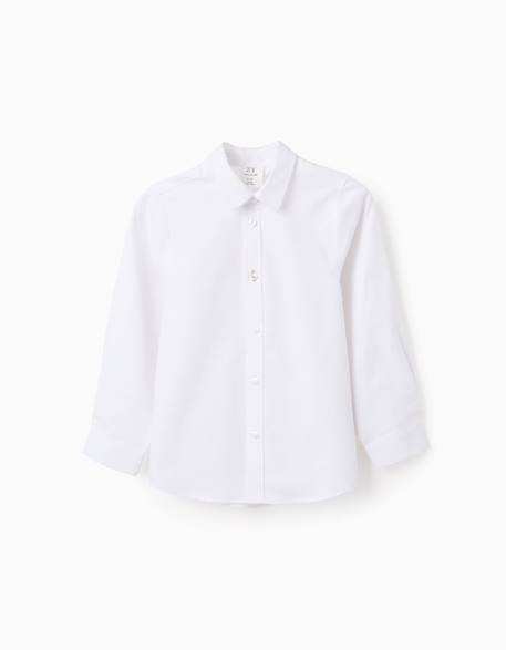 Chemise en oxford de coton Blanc+Bleu clair 1 - vertbaudet enfant 