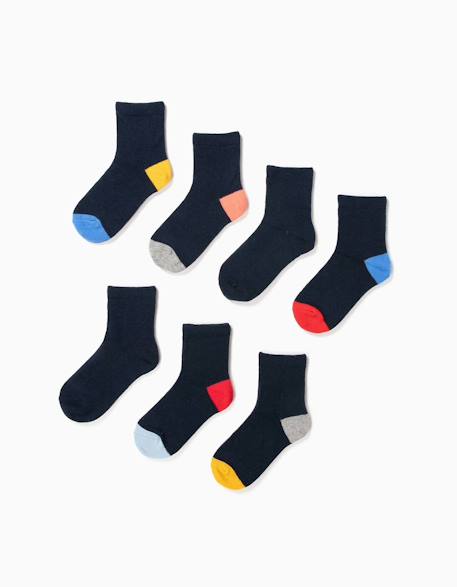 Pack 7 paires de chaussettes avec détails colorés Bleu foncé 1 - vertbaudet enfant 