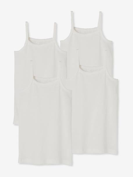 Lot 4 débardeurs maillot de corps BASICS blanc 1 - vertbaudet enfant 