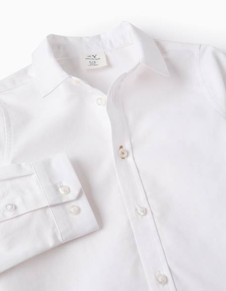 Chemise en oxford de coton Blanc+Bleu clair 3 - vertbaudet enfant 