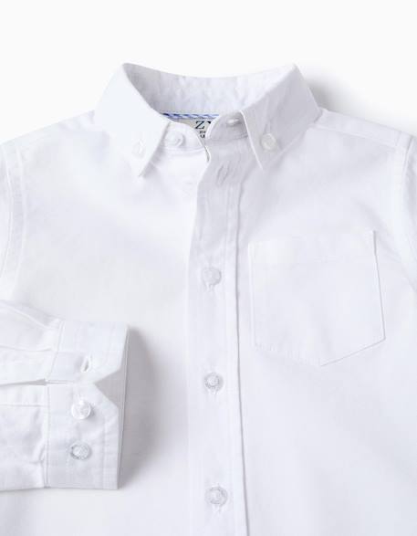 Chemise en coton Blanc+Bleu clair 3 - vertbaudet enfant 
