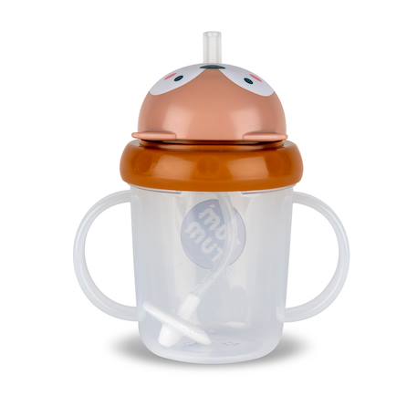 Tasse anti fuite + paille lestée renard - v3 Marron 4 - vertbaudet enfant 