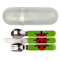 Puériculture-Lot de 3 couverts inox puzzle avec étui ladybird