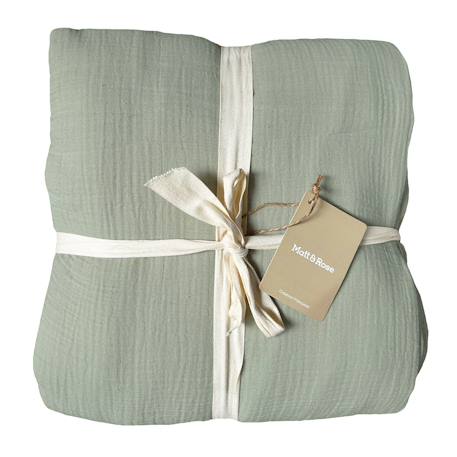 Housse de couette unie en coton, gaze de coton Blanc+Bleu horizon+Caramel+Lichen+Naturel 15 - vertbaudet enfant 