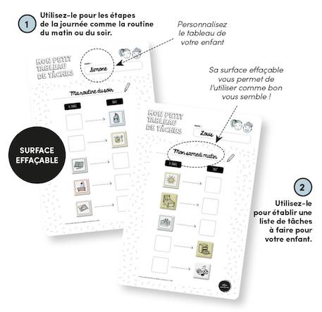 Mon petit tableau de routine et tâches magnétique - 5 étapes Blanc 3 - vertbaudet enfant 