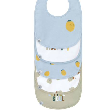 Lot de 5 bavoirs en éponge imperméable 3-18 mois happy fruits citron Bleu 1 - vertbaudet enfant 