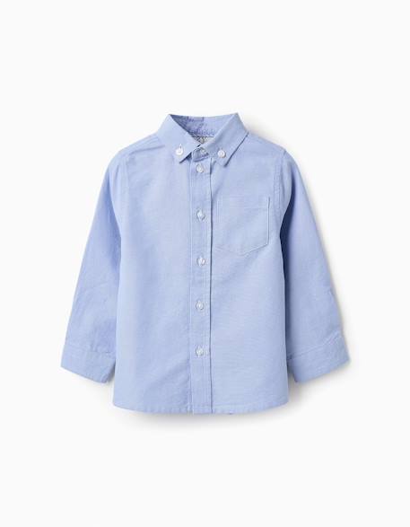 Chemise en coton Blanc+Bleu clair 4 - vertbaudet enfant 