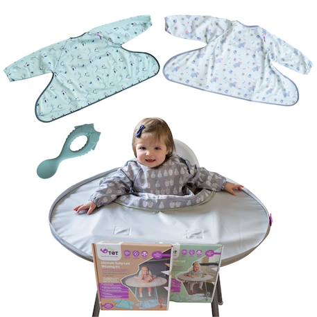 Coffret la dme - 1 kit dove grey + 2 bavoirs pour kit + 1 cuillère Bleu 2 - vertbaudet enfant 