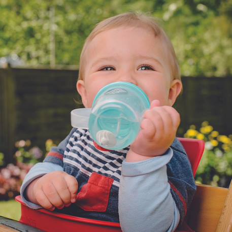Tasse anti fuite + paille lestée ourson bleu - v3 Bleu 3 - vertbaudet enfant 