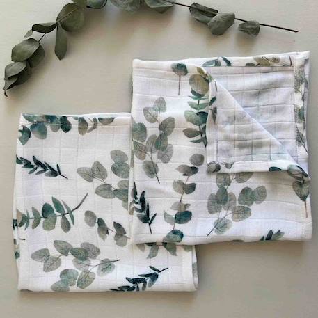 Lot de 2 langes en viscose de bambou eucalyptus Eucalyptus, vert, gris 5 - vertbaudet enfant 