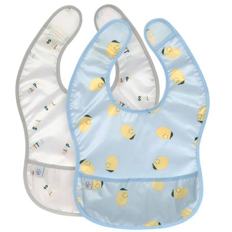 Lot de 2 bavoirs à poche happy fruits citron Multi-coloured 1 - vertbaudet enfant 