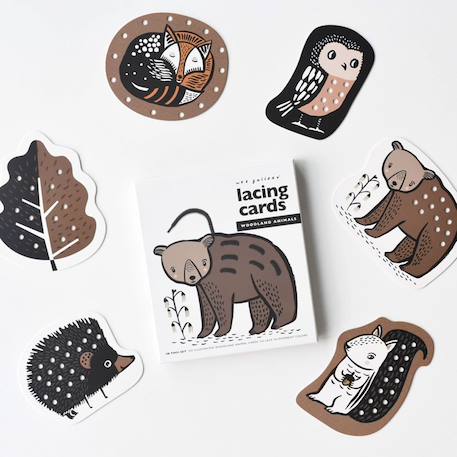 Cartes de laçage - animaux des bois Multi-coloured 2 - vertbaudet enfant 