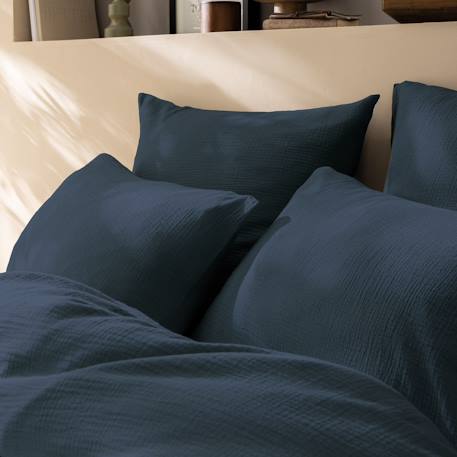 Set de 2 taies d'oreiller unies en coton, gaze de coton Bleu horizon+Bleu paon+Caramel+Chocolat+Lichen+Terre cuite 9 - vertbaudet enfant 