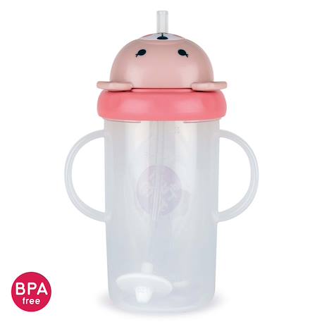 Grande tasse anti fuite + paille lestée ourson rose -300 ml Rose 3 - vertbaudet enfant 