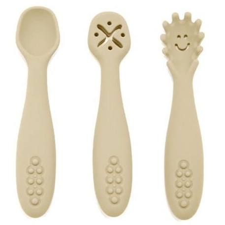 Lot de 3 cuillères d'apprentissage en silicone Beige 2 - vertbaudet enfant 