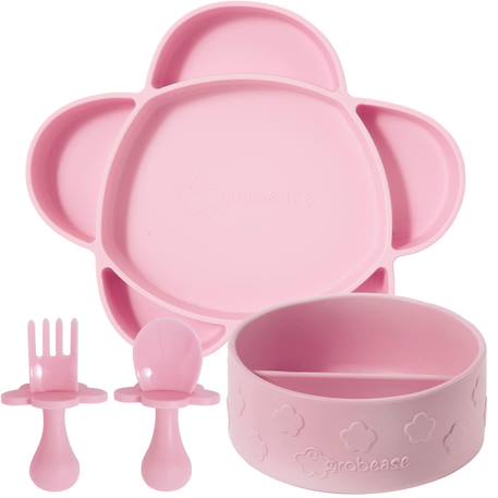 Coffret repas en silicone ventouse 4 pièces Rose 1 - vertbaudet enfant 
