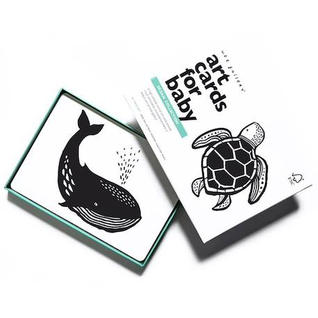 Boîte de 6 cartes imagier en noir et blanc - océan Multi-coloured 1 - vertbaudet enfant 