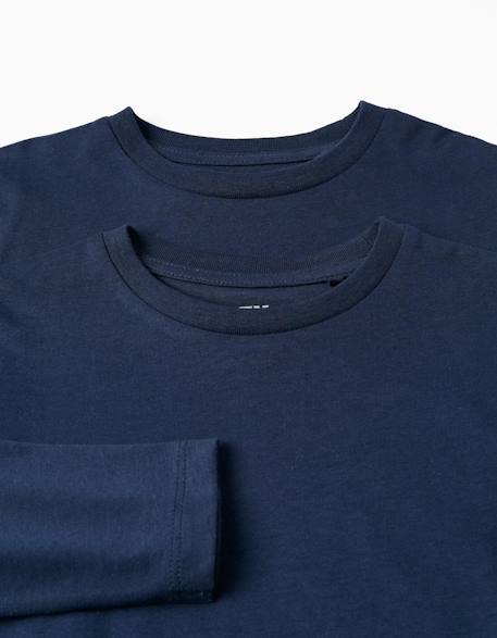Lot de 2 t-shirts en coton à manches longues Blanc+Bleu foncé+Rouge 7 - vertbaudet enfant 