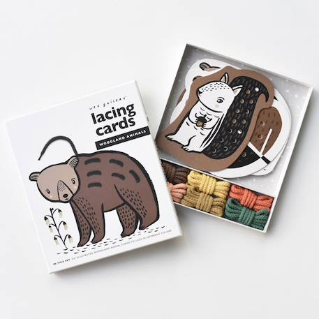 Cartes de laçage - animaux des bois Multi-coloured 1 - vertbaudet enfant 