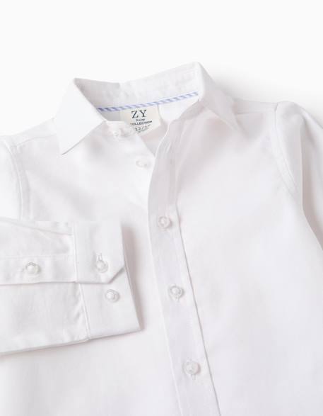 Chemise en oxford de coton Blanc+Bleu clair 3 - vertbaudet enfant 