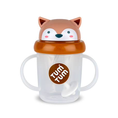 Tasse anti fuite + paille lestée renard - v3 Marron 1 - vertbaudet enfant 