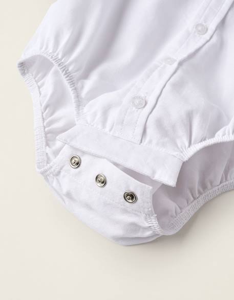Body-chemise en coton Blanc+Bleu clair 4 - vertbaudet enfant 