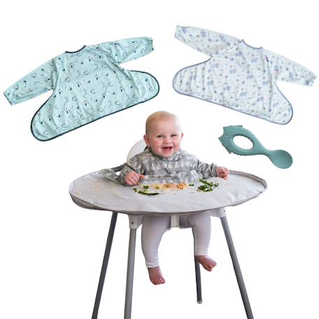 Coffret la dme - 1 kit dove grey + 2 bavoirs pour kit + 1 cuillère Bleu 1 - vertbaudet enfant 