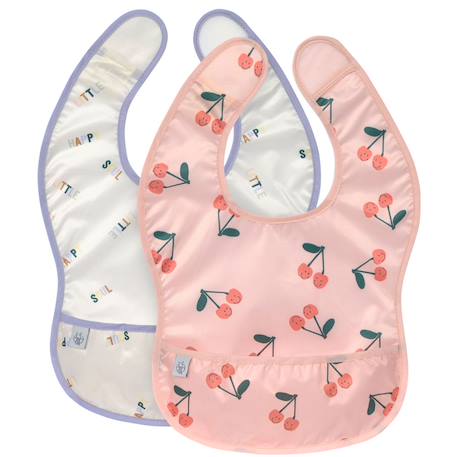Lot de 2 bavoirs à poche happy fruits cerise Multi-coloured 1 - vertbaudet enfant 