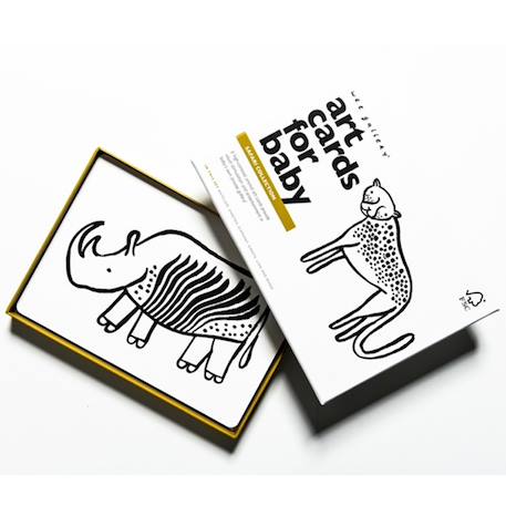 Boîte de 6 cartes imagier en noir et blanc - safari Multi-coloured 1 - vertbaudet enfant 