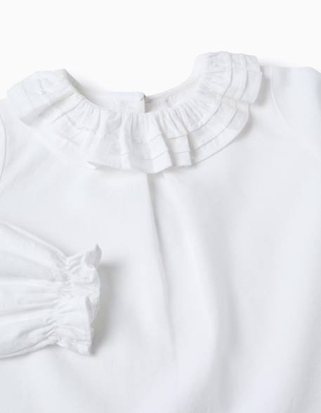 Chemisier en sergé de coton à volants Blanc 4 - vertbaudet enfant 