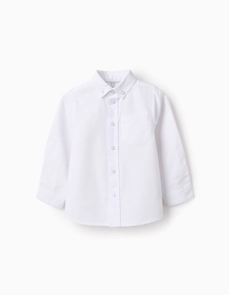 Chemise en coton Blanc+Bleu clair 1 - vertbaudet enfant 