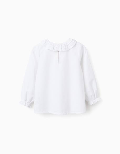Chemisier en sergé de coton à volants Blanc 2 - vertbaudet enfant 