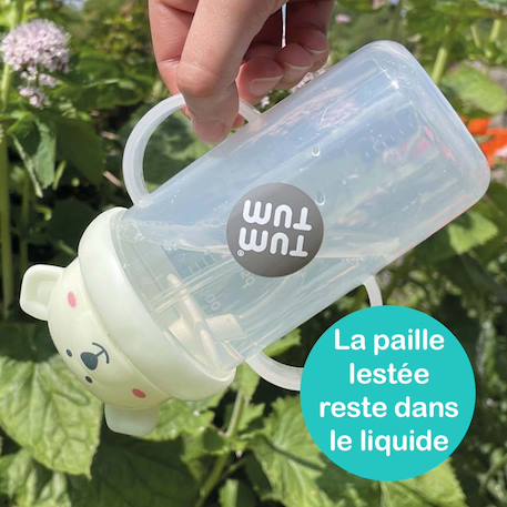 Grande tasse anti fuite + paille lestée ours polaire phosphorescent - 300 ml Jaune 3 - vertbaudet enfant 