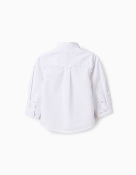 Chemise en coton Blanc+Bleu clair 2 - vertbaudet enfant 