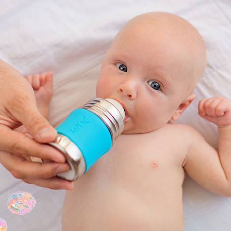 Biberon en inox 150 ml - moss Bleu+Rose+Vert 17 - vertbaudet enfant 
