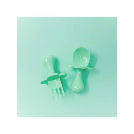 Set de 2 couverts d'apprentissage ergonomiques Vert 3 - vertbaudet enfant 
