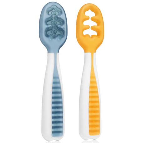 Lot de 2 pré-cuillères bleu et orange Multicolore 1 - vertbaudet enfant 