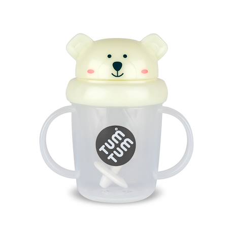 Tasse anti fuite + paille lestée ours polaire phosphorescent - v3 Jaune 1 - vertbaudet enfant 