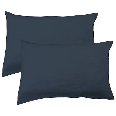Set de 2 taies d'oreiller unies en coton, gaze de coton Bleu horizon+Bleu paon+Caramel+Chocolat+Lichen+Terre cuite 7 - vertbaudet enfant 