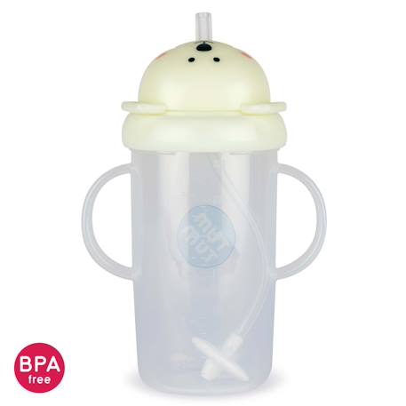 Grande tasse anti fuite + paille lestée ours polaire phosphorescent - 300 ml Jaune 2 - vertbaudet enfant 