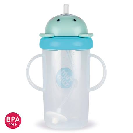 Grande tasse anti fuite + paille lestée ourson bleu - 300 ml Bleu 3 - vertbaudet enfant 
