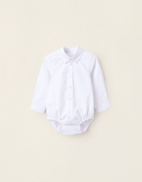 Body-chemise en coton Blanc+Bleu clair 1 - vertbaudet enfant 