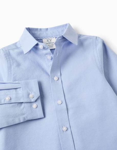 Chemise en oxford de coton Blanc+Bleu clair 6 - vertbaudet enfant 