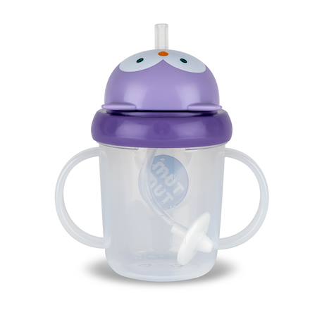 Tasse anti fuite + paille lestée chouette  - v3 Violet 4 - vertbaudet enfant 