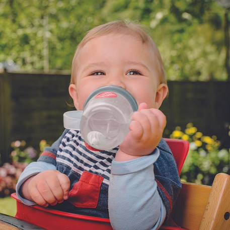 Grande tasse anti fuite + paille lestée panda -300 ml Gris 2 - vertbaudet enfant 