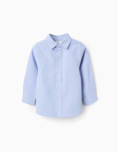 Chemise en oxford de coton Blanc+Bleu clair 4 - vertbaudet enfant 