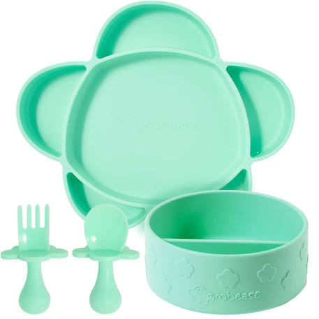 Coffret repas en silicone ventouse 4 pièces Vert 1 - vertbaudet enfant 