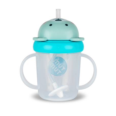 Tasse anti fuite + paille lestée ourson bleu - v3 Bleu 4 - vertbaudet enfant 