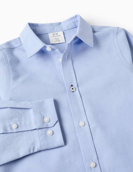 Chemise en oxford de coton Blanc+Bleu clair 6 - vertbaudet enfant 