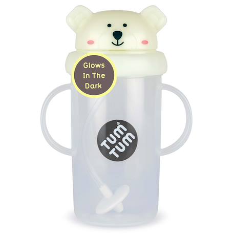 Grande tasse anti fuite + paille lestée ours polaire phosphorescent - 300 ml Jaune 1 - vertbaudet enfant 